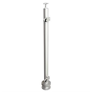Brushed Stainless Steel Legato Round End Post with Single Flat Arm, Surface Mount
