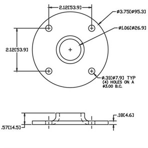 Aluminum Extra Heavy Base Flange for 3/4