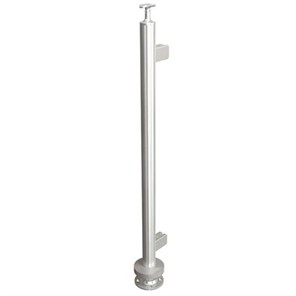 Brushed Stainless Steel Legato Round End Post with Square Clips, Surface Mount