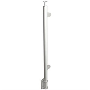 Brushed Stainless Steel Legato Round End Post with Round Clips, Fascia Mount