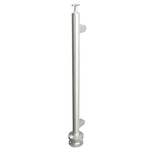 Brushed Stainless Steel Legato Round End Post with Round Clips, Surface Mount