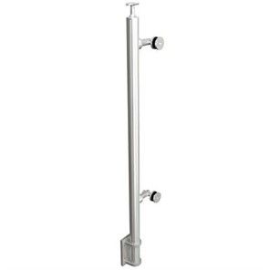 Brushed Stainless Steel Legato Round End Post with Two Point Clip, Fascia Mount