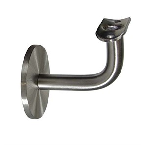 304 Satin Stainless Assembled Wall Mount Bar Bracket with One 3/8-16 Tapped Hole, 3-1/4