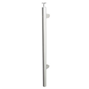 Brushed Stainless Steel Legato Round End Post with Round Clips, Embed Mount