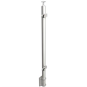 Brushed Stainless Steel Legato Round End Post with Single Flat Arm, Fascia Mount