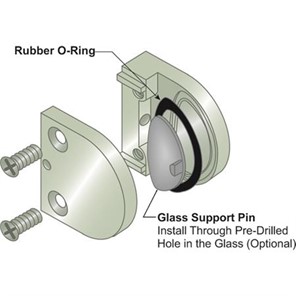 Lavi GlassGrip<span>™</span> Polished Stainless Steel Round Post Mount Glass Clip