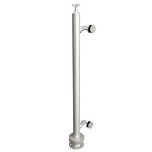 Brushed Stainless Steel Legato Round End Post with Two Point Clip, Surface Mount
